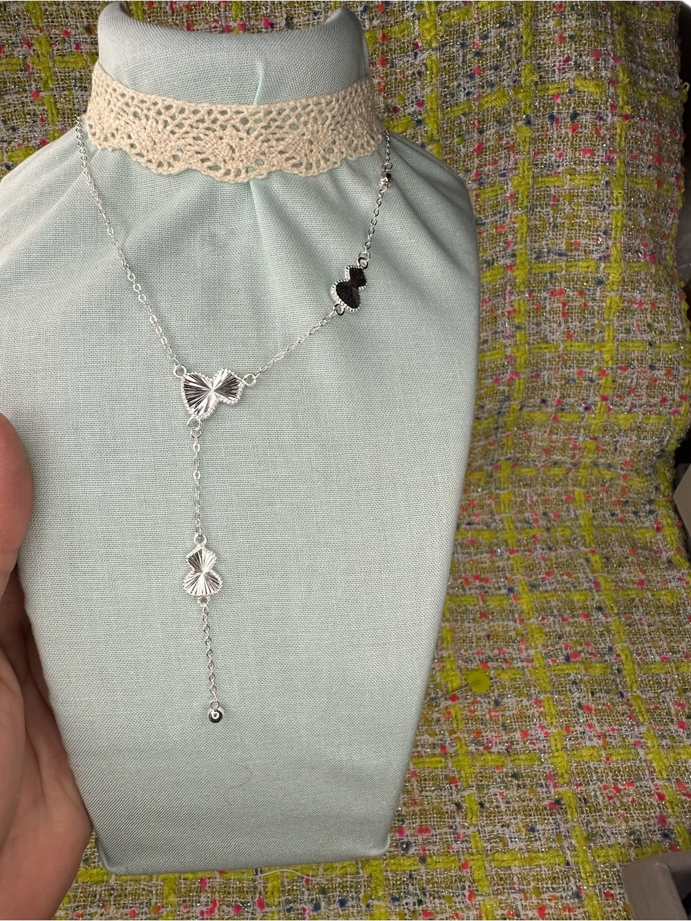 999 Silver Butterfly Lariat Necklace - Elegant Women’s Jewelry